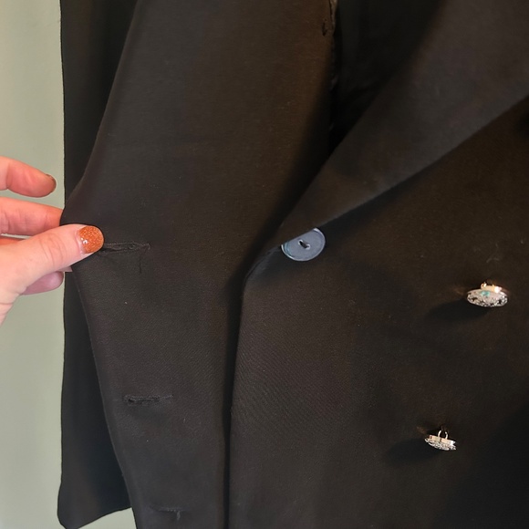 Lulus Captain’s Blog Black Double-Breasted Coat Size Small Neutral Jacket - Picture 6 of 12